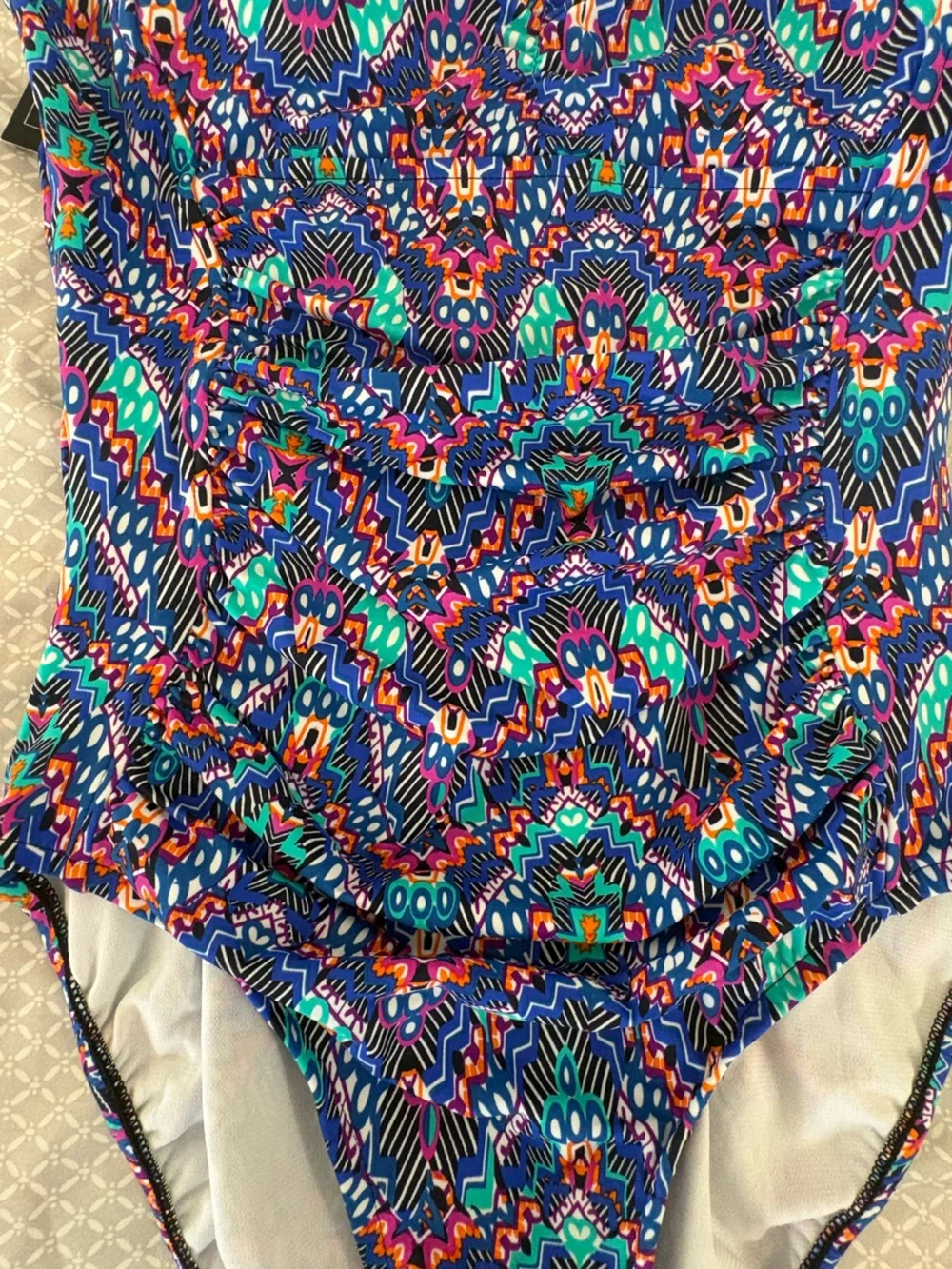 New Swim Solutions Tummy Control Shirred Sweetheart One Piece Swimsuit Size 12 - Picture 5 of 16